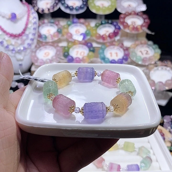 手链未镶嵌萤石12mm回纹桶珠