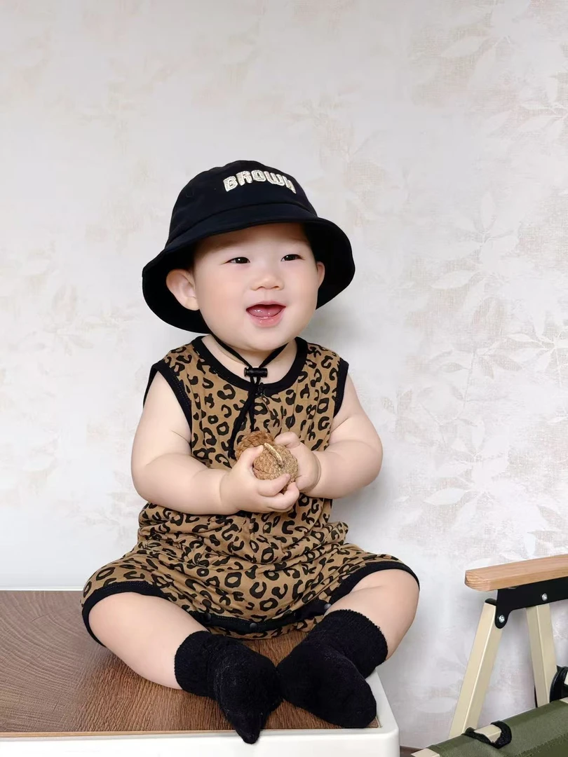 婴儿包屁衣连体衣X5311时尚豹纹外出X5312三角爬服短袖夏季薄款