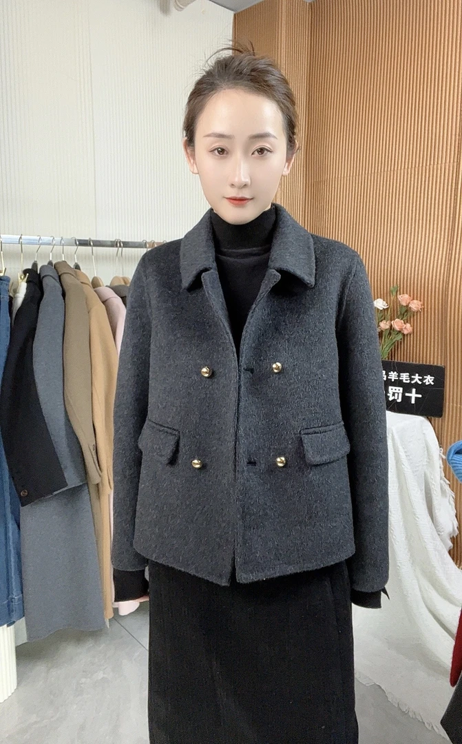 【桐桐专属高端】【小金豆】小个子短款有领双排小香风羊毛大衣