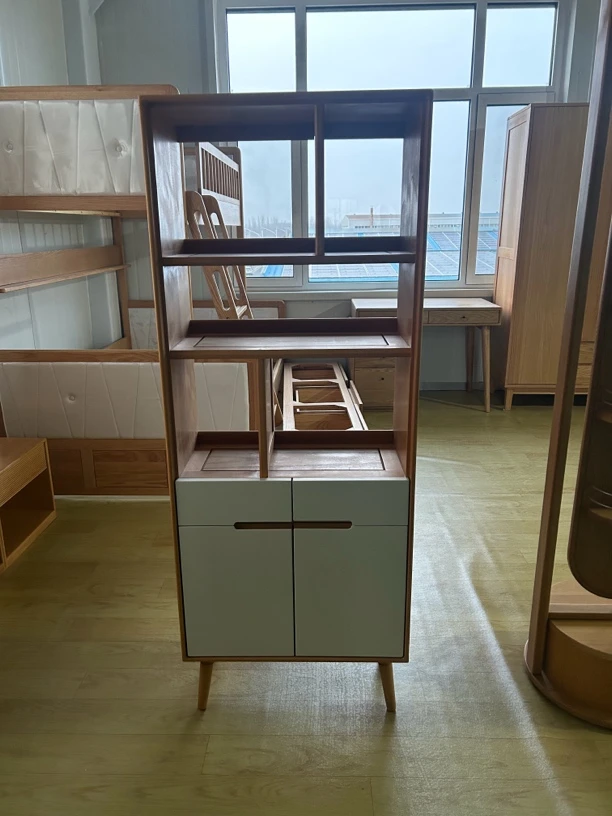 尾数微瑕原木色榉木纯实木北欧风简约实木书柜展示柜