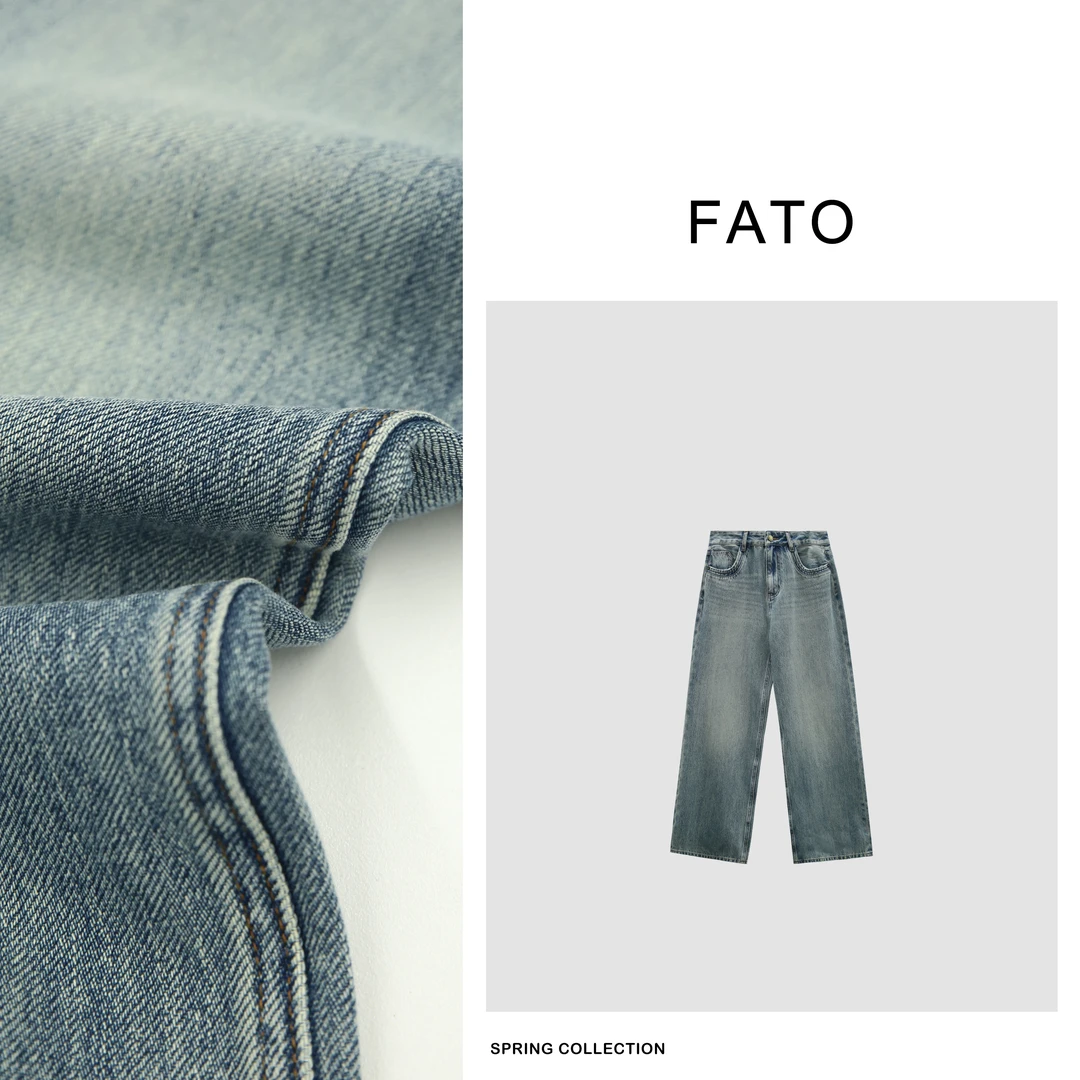 【郑买买】千禧神裤 春季新款慵懒风直筒水洗牛仔长裤 QX50106K2