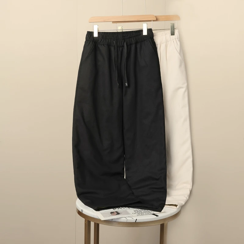 【直筒棉花裤】秋冬新款宽松阔腿斜纹棉老田风外穿棉花裤女长裤