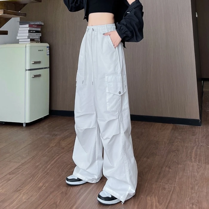 2025夏季新款美式工装裤女束脚阔腿两穿宽松高腰休闲裤运动长裤潮