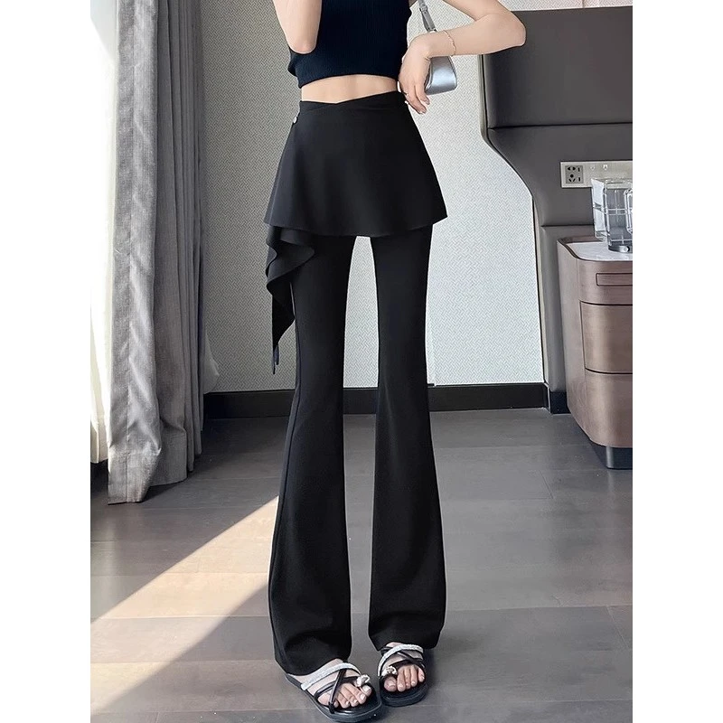 2025秋季新款高腰显瘦微喇叭裤女修身设计感高腰修身直筒裤女