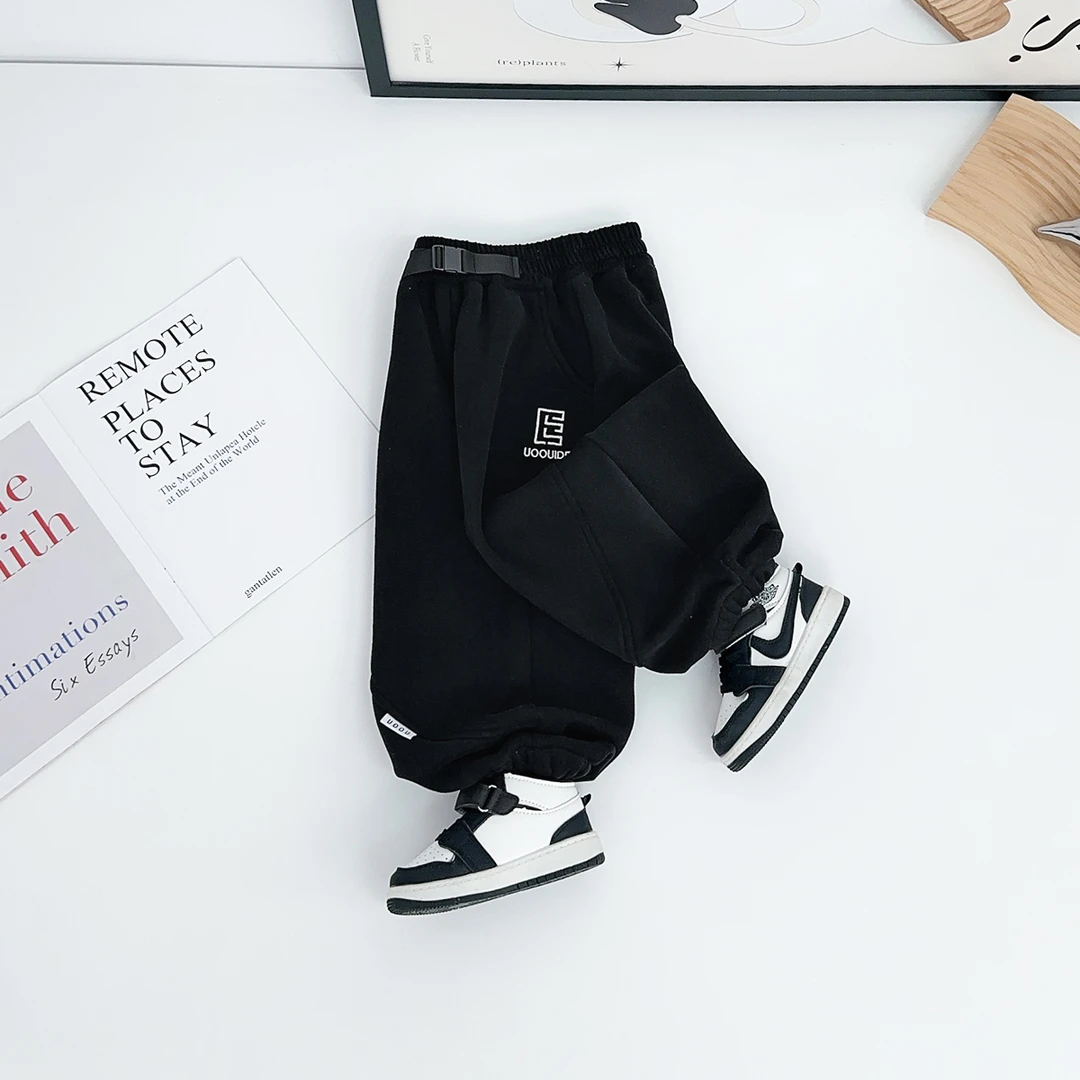 儿童加绒裤子男童运动裤2025新款秋冬装潮 BQ251033N悠悠童话童装