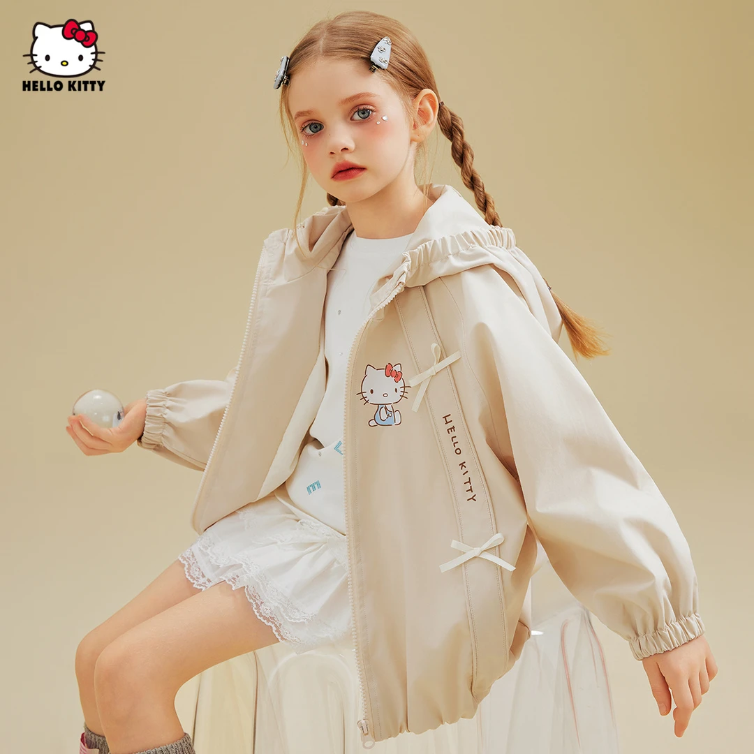 女童春季凯蒂猫卡通外套2025新款洋气蝴蝶结夹克轻盈透气上衣