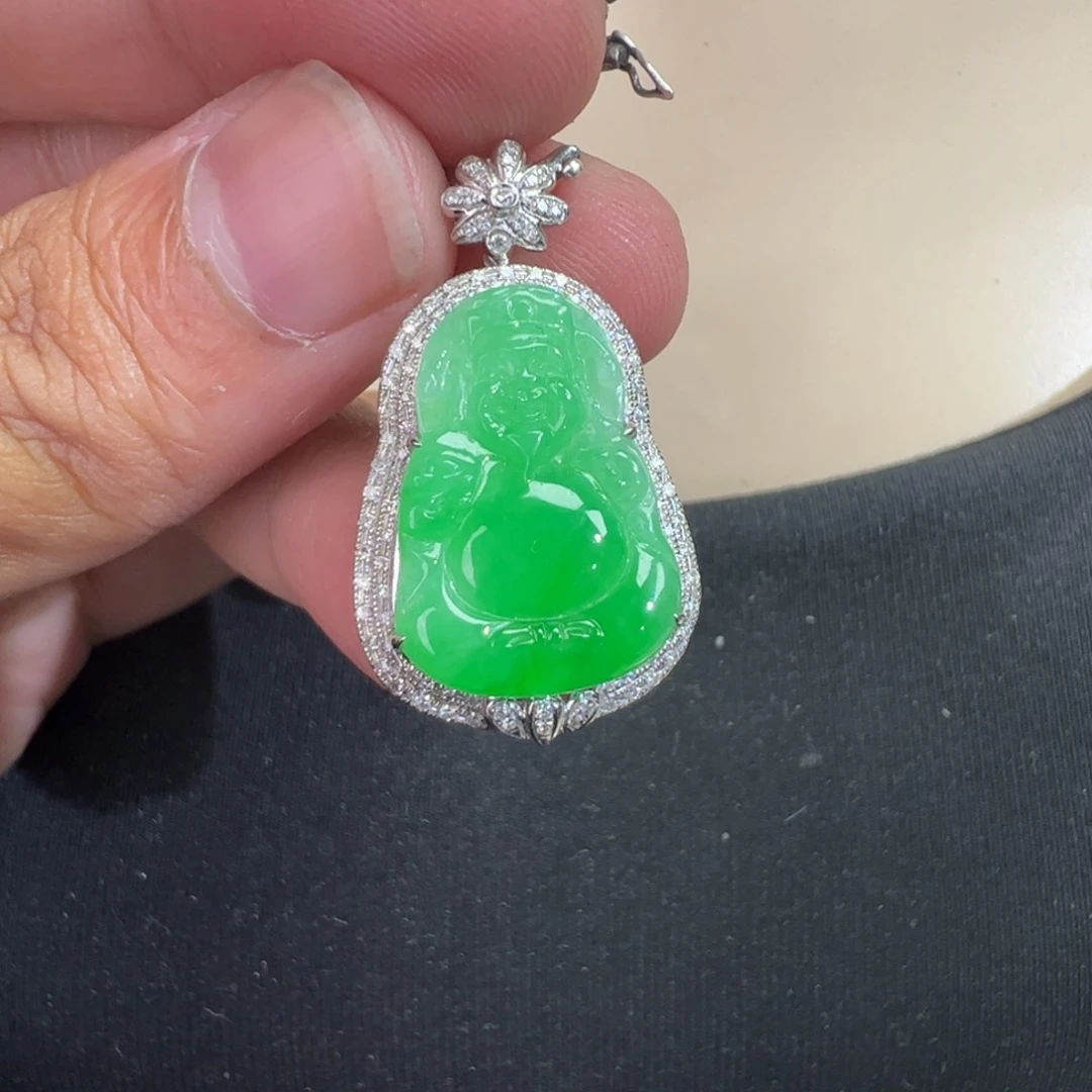翡翠18K金镶嵌吊坠(不含链)