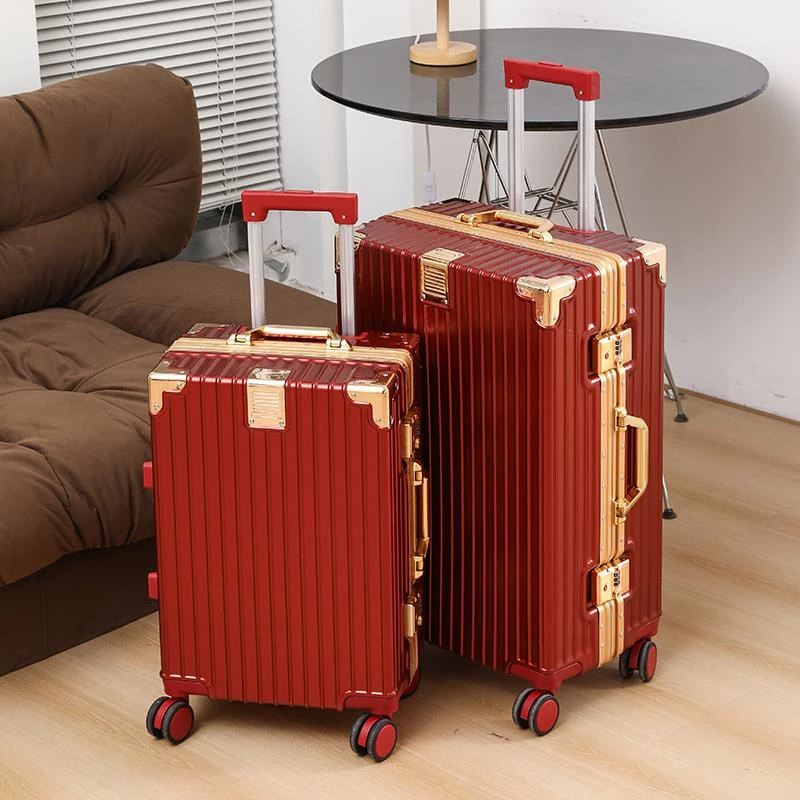 结婚行李箱陪嫁箱红色箱子拉杆箱女皮箱婚礼用密码新娘嫁妆箱一对