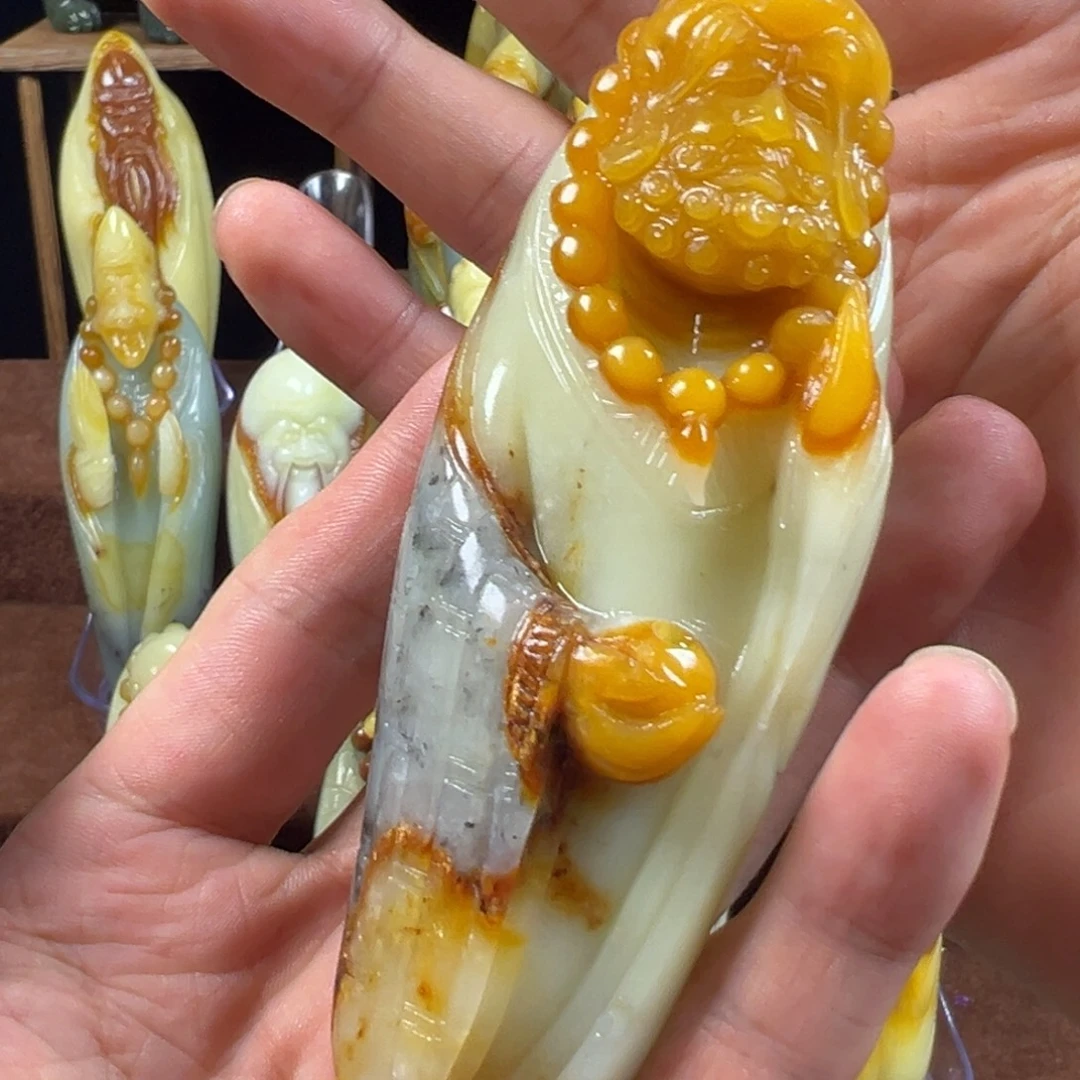 未镶嵌岫玉手把件天然岫玉