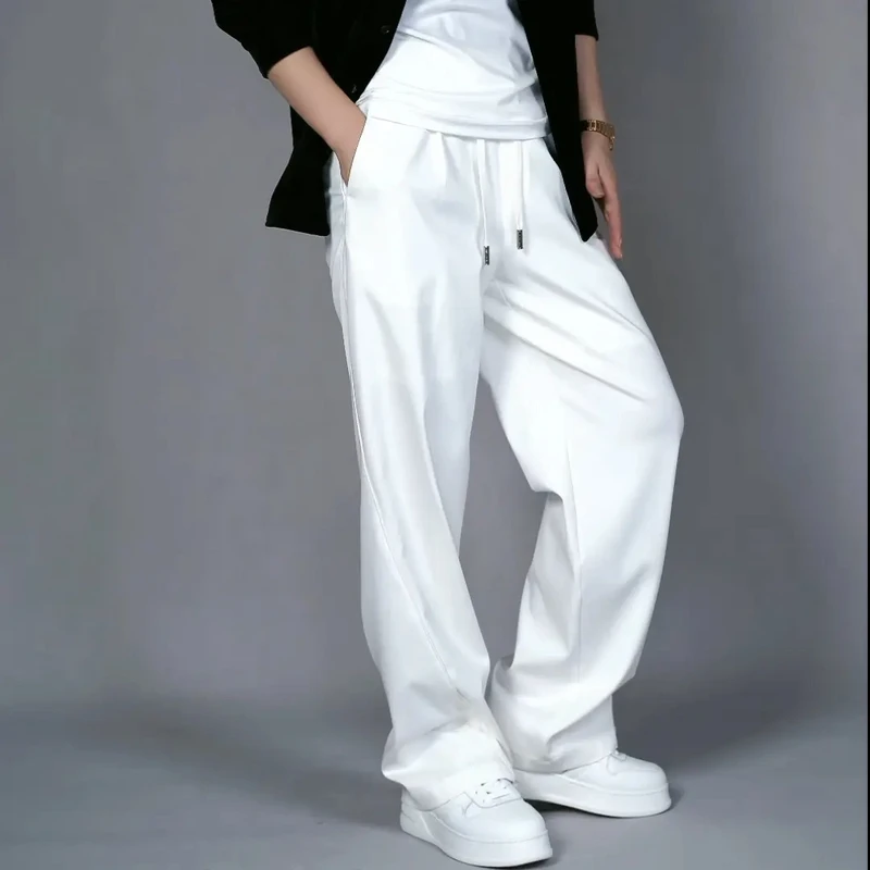 时尚潮流男士休闲裤秋冬男装白色阔腿堆堆裤商务休闲裤时尚百搭