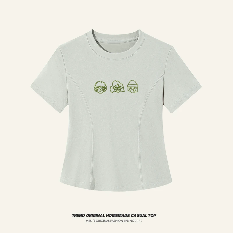 小头像燕尾鱼骨正肩短袖夏季显瘦设计感不规则上衣