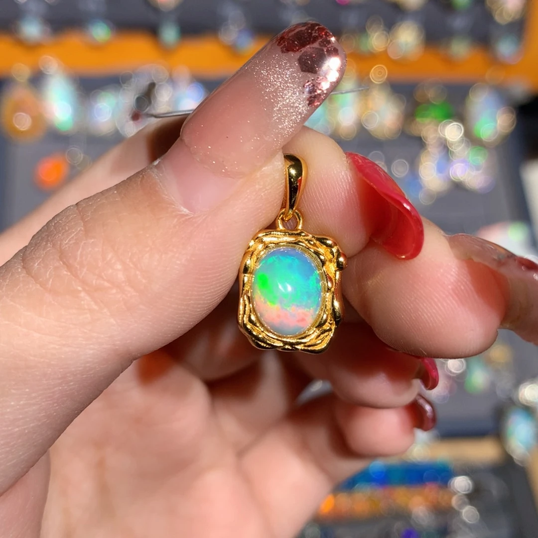 银S925镶嵌欧泊欧泊吊坠y