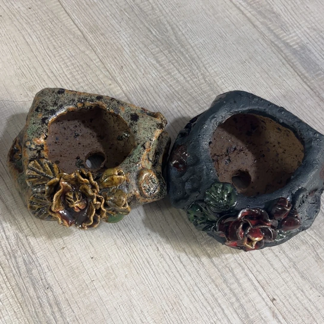 橘***༠泥塑古镇炻陶花盆