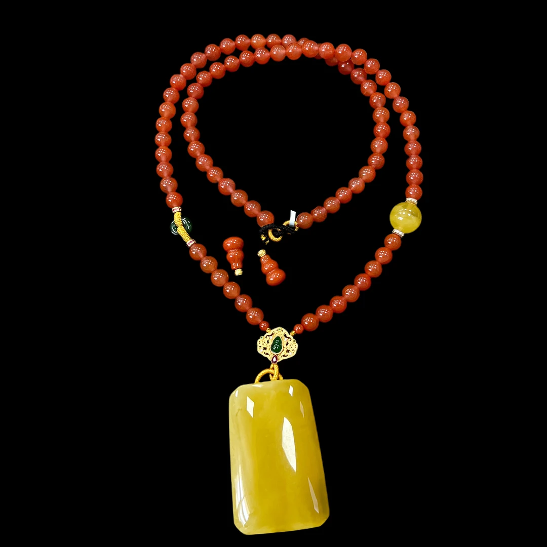 9038蜜蜡+南红项链（孤品）