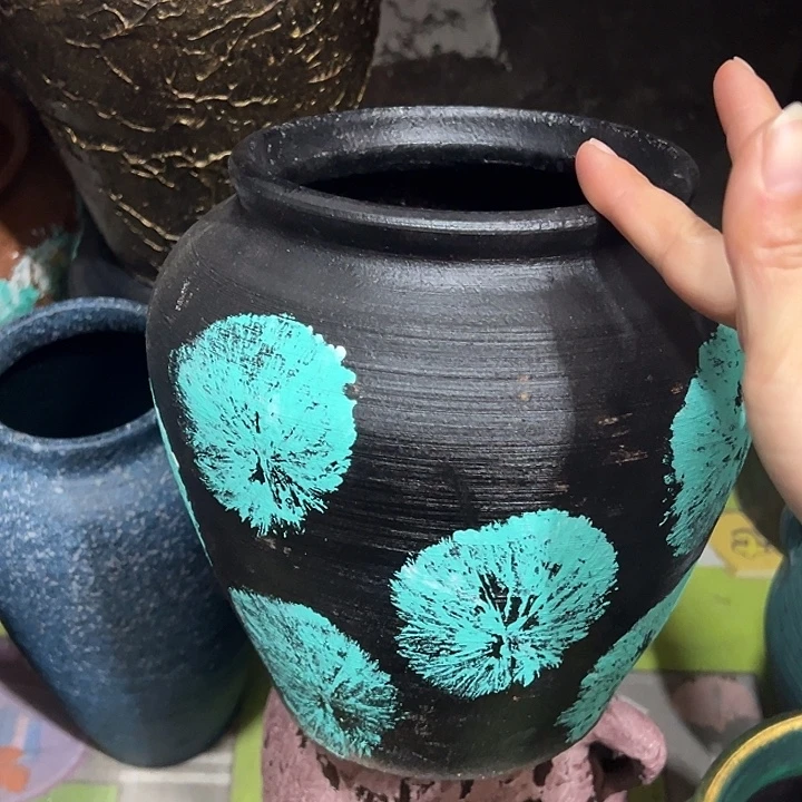 彩绘坛子高20口14默认打孔