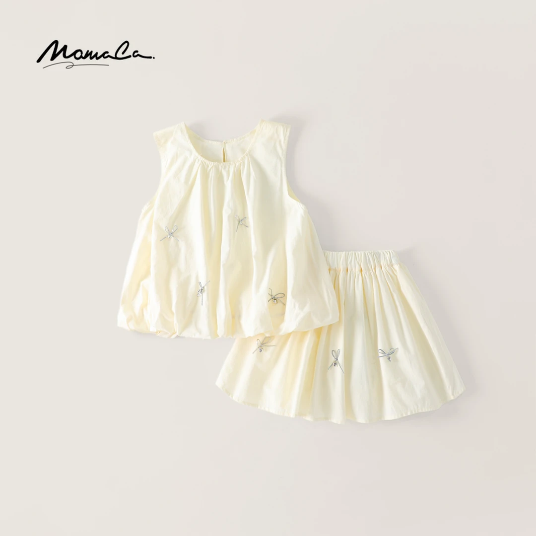 MOMOCO夏季可爱时尚蝴蝶结半袖裙子时尚休闲套装77620580009