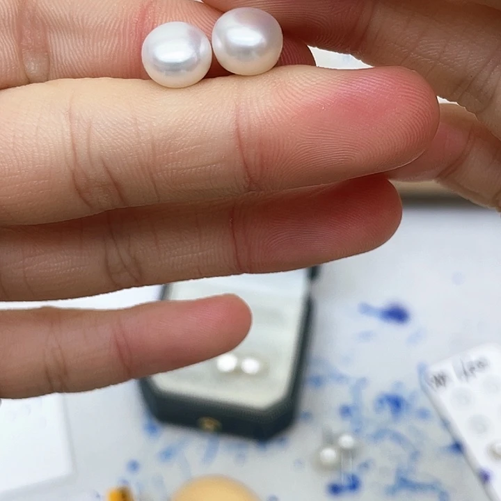 淡水珍珠耳饰银S925镶嵌安*