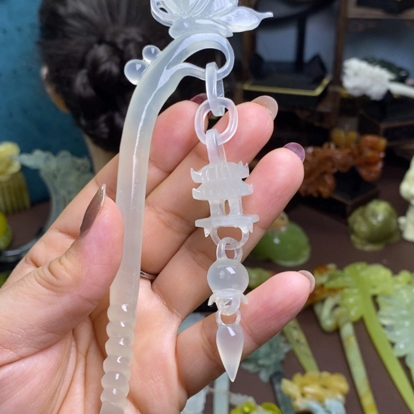 【闪购商品】岫玉发簪发簪盘发发簪未镶嵌百***瞿