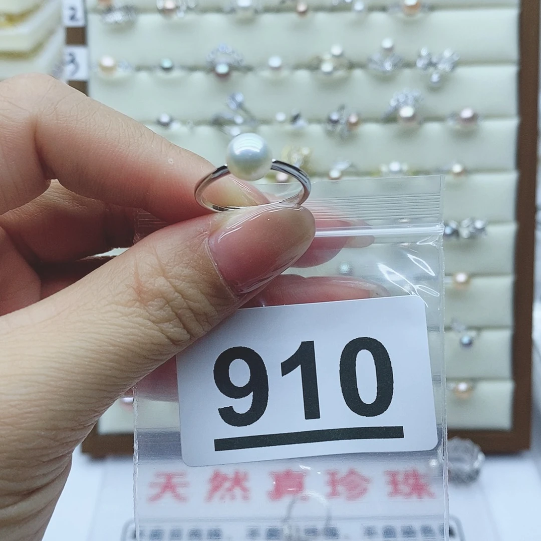 淡水珍珠戒指银S925镶嵌910