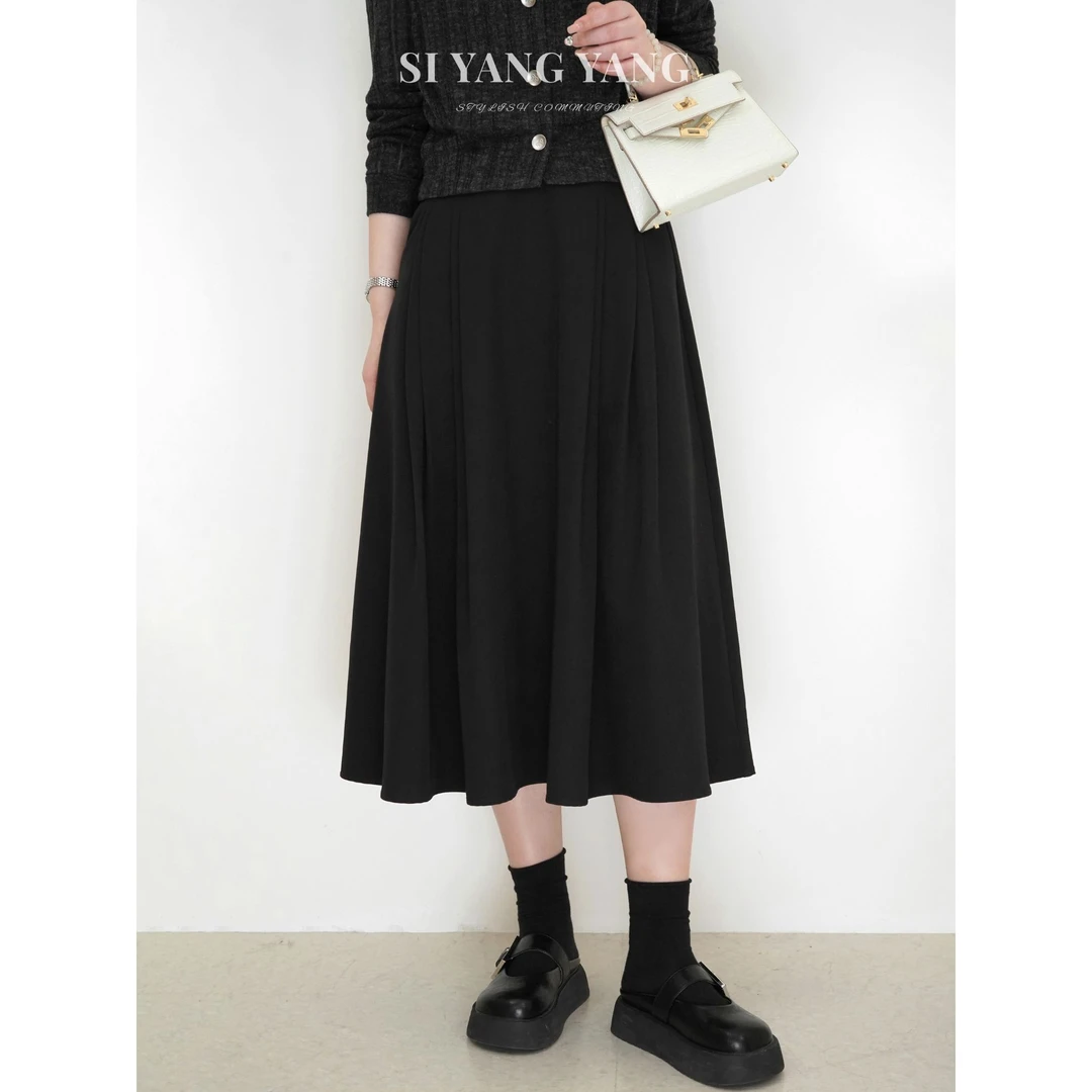 SIYANG轻奢休闲时尚减龄春季新款感松紧腰中长半裙BQ502A007SYY