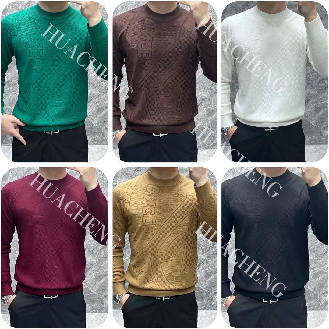 【画成】25年新品男士潮流纯色印花时尚百搭长袖圆领针织衫 5258792