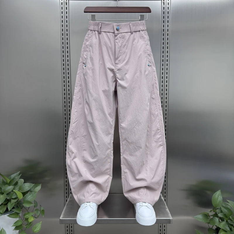 2025夏季薄款潮牌户外速干拼接休闲裤男士宽松百搭青年帅气弯刀裤