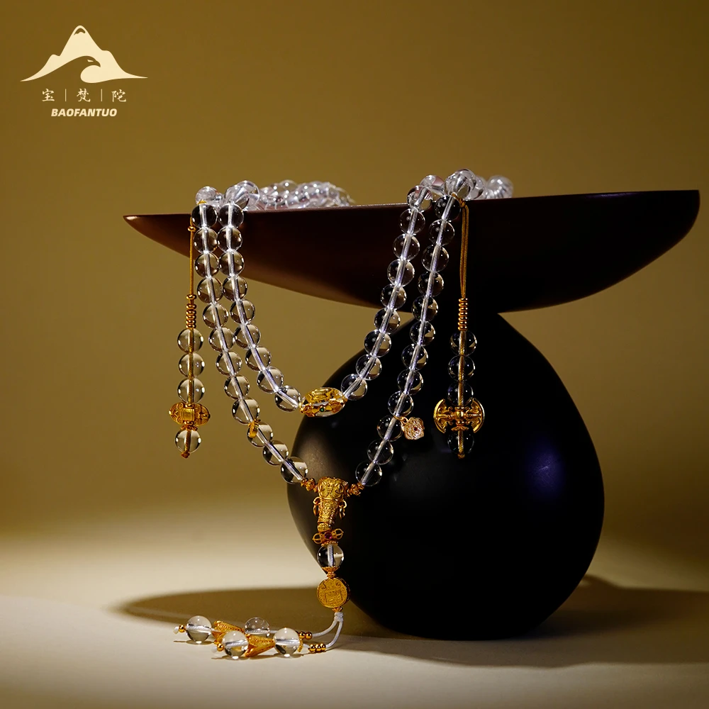 宝梵陀S925银白水晶 108粒佛珠【扣肉设计】5804