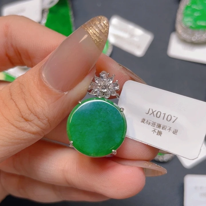 【闪购商品】翡翠银S925镶嵌颈饰L***_翡翠
