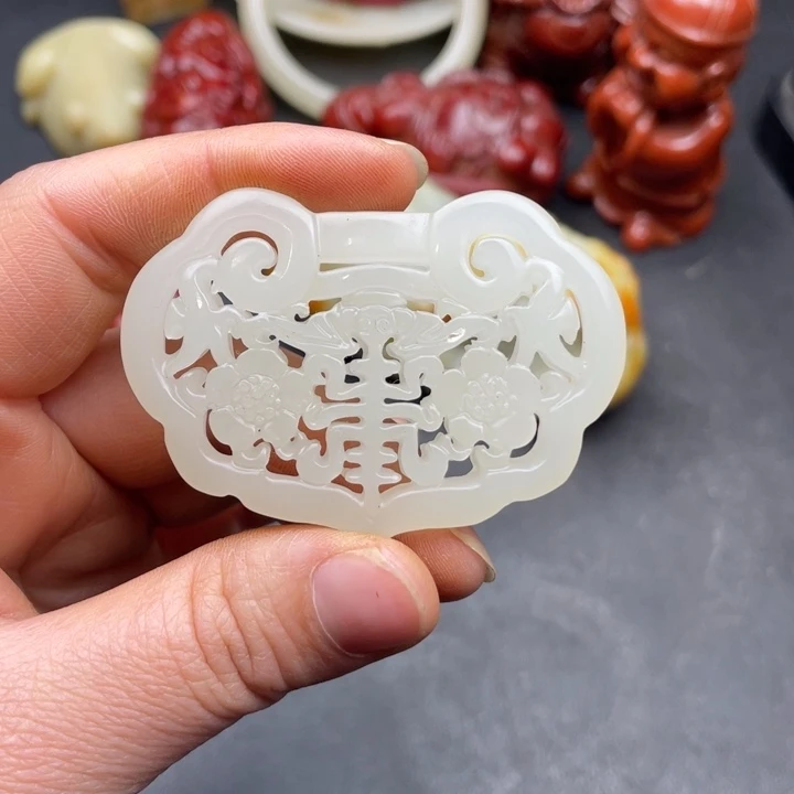 把件白玉菩提摆件