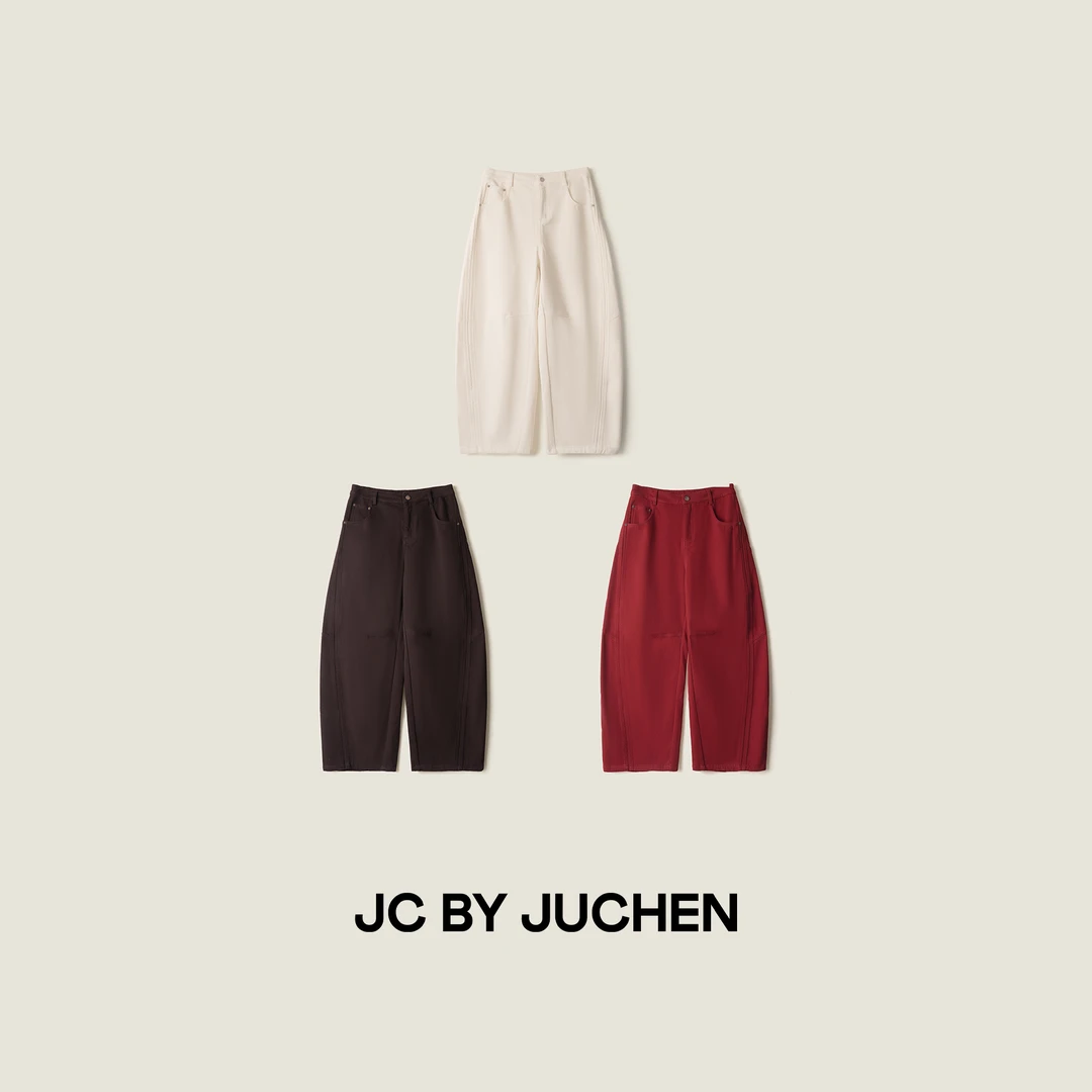 冬日顶流弧形结构立裁加绒加厚显瘦微弹宽松牛仔裤 FW201009-04