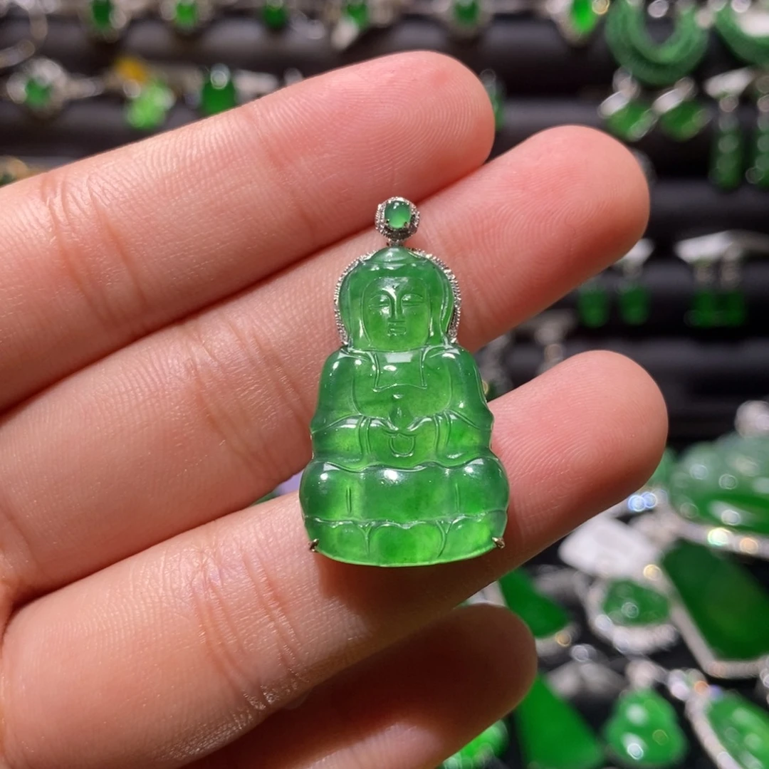翡翠颈饰18K金镶嵌天然翡翠