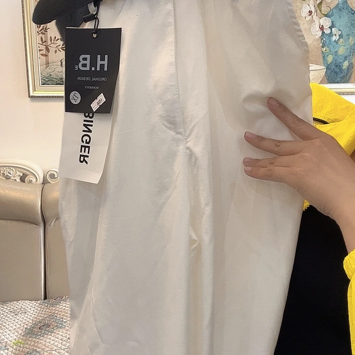 滢***月白色八分裤带腰带