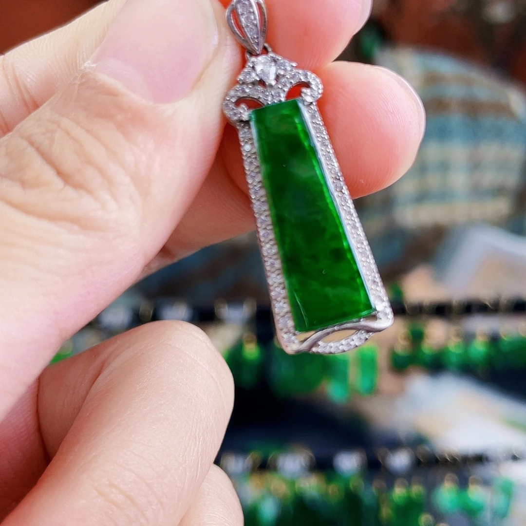 翡翠银S925镶嵌耳饰