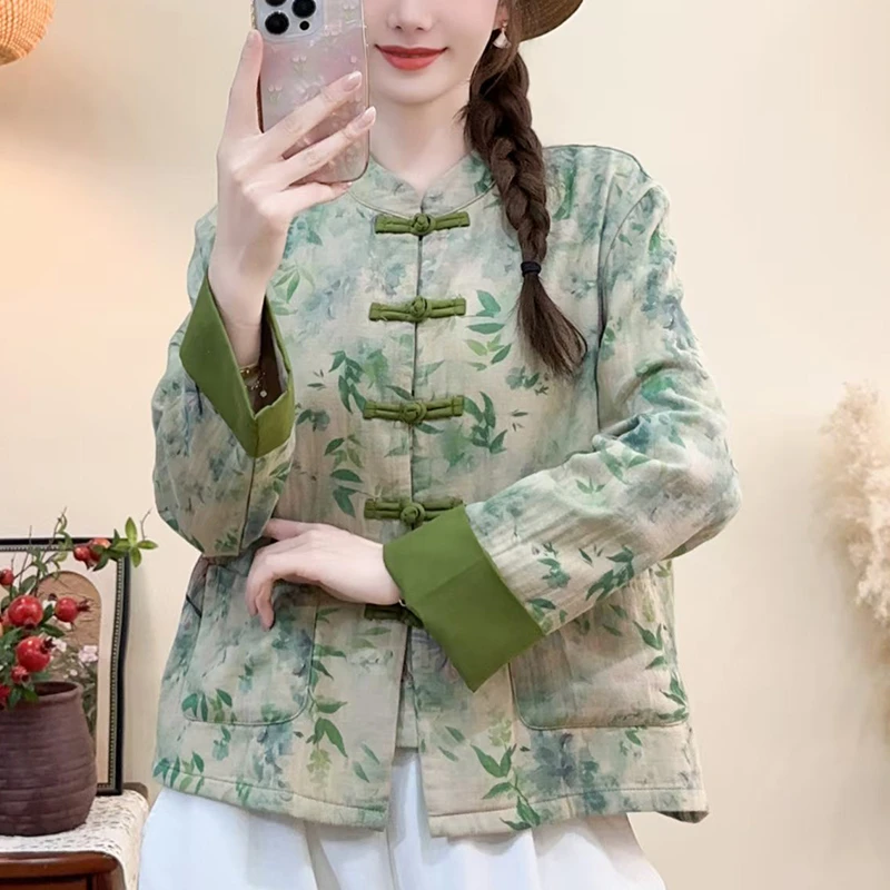 2025秋装新款复古文艺宽松盘扣开衫中式国风外套上衣女09-22-01