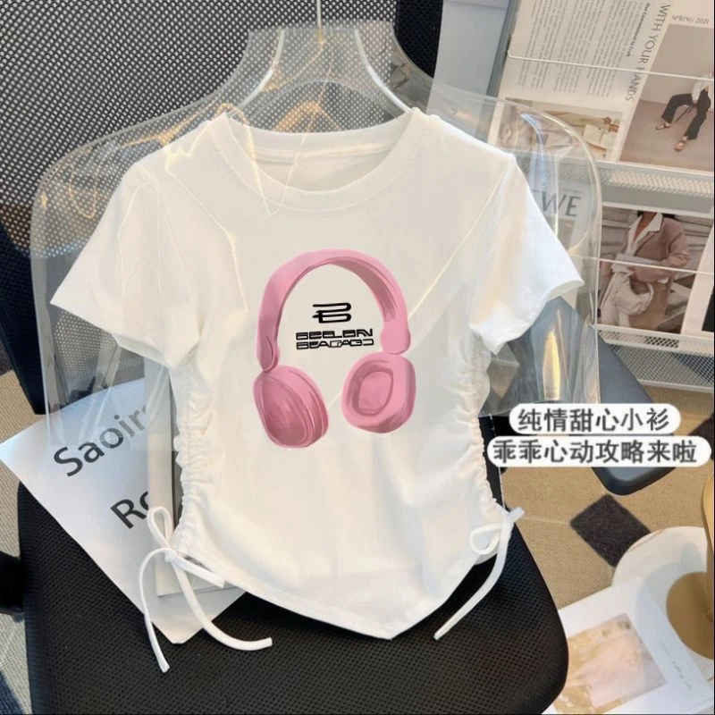 女童夏季冰丝白色时尚酷辣韩范韩版童装网红T恤潮流洋气短袖上衣