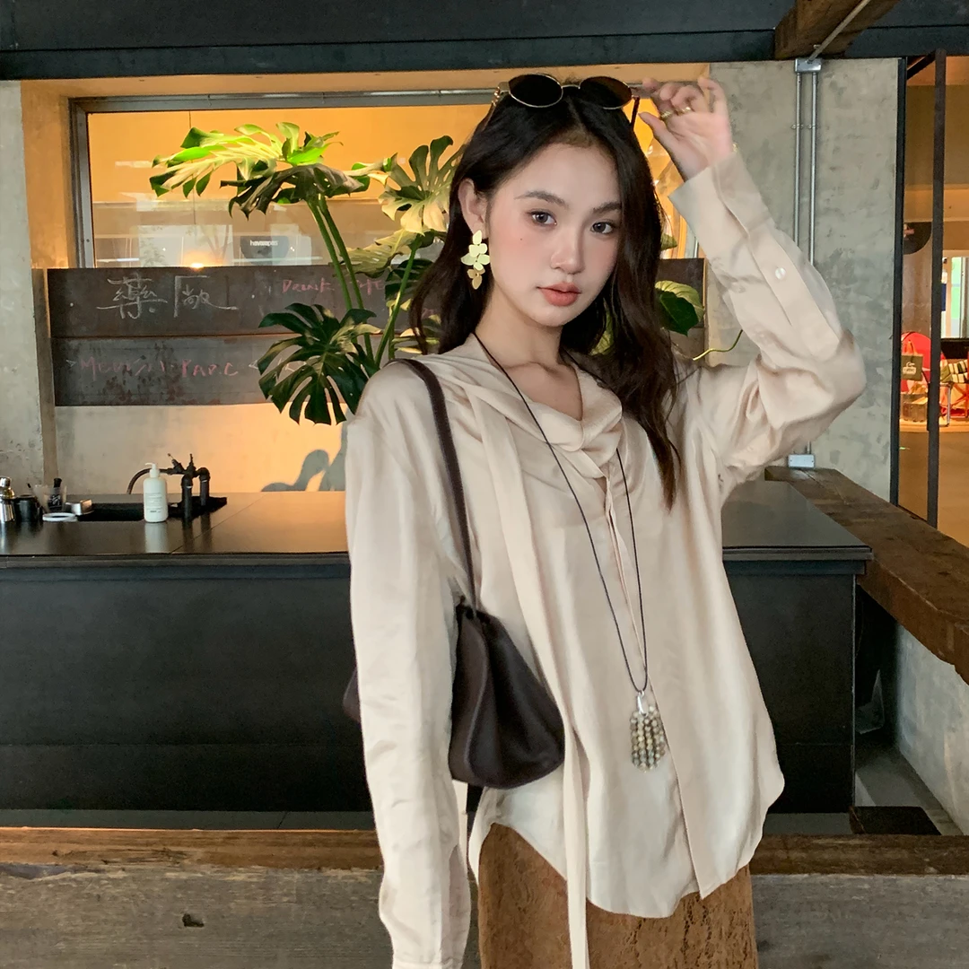 【清风徐来】RARE ZZ时尚设计感法式气质飘带衬衫宽松长袖