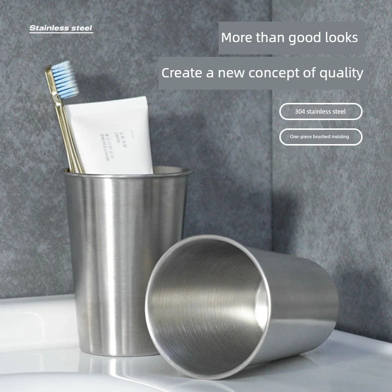 304不锈钢漱口杯，家庭学生宿舍牙刷杯，夫妻三口之家清洗杯，防