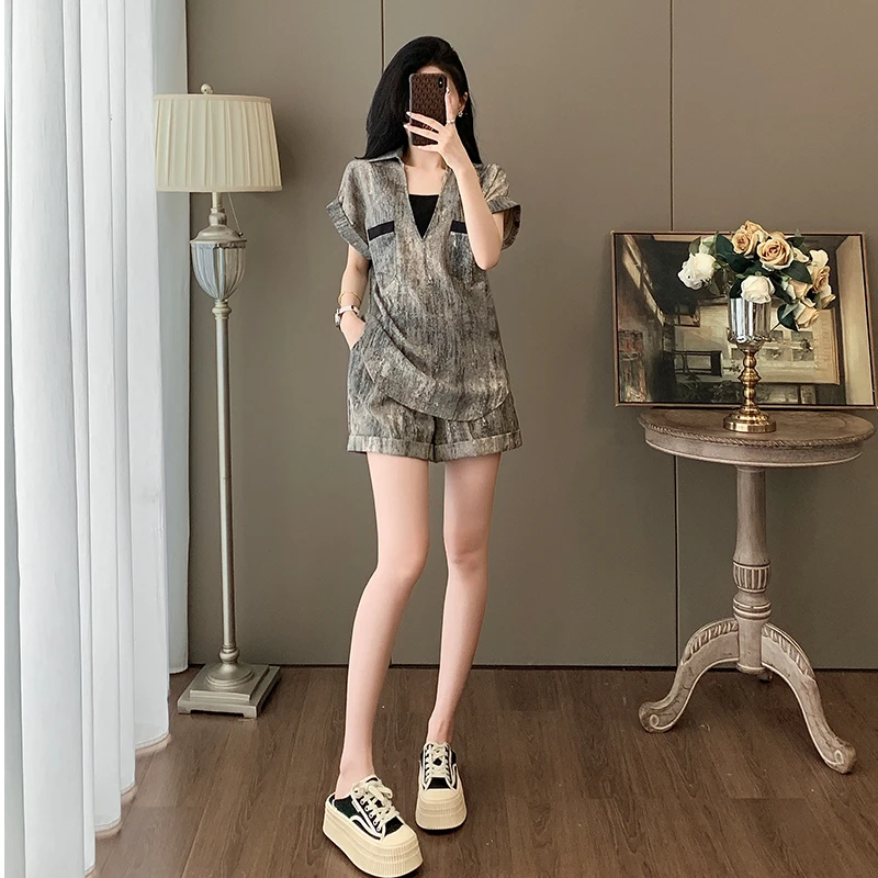 女装夏装短袖短裤套装2025新款爆款显瘦时尚洋气休闲运动两件套