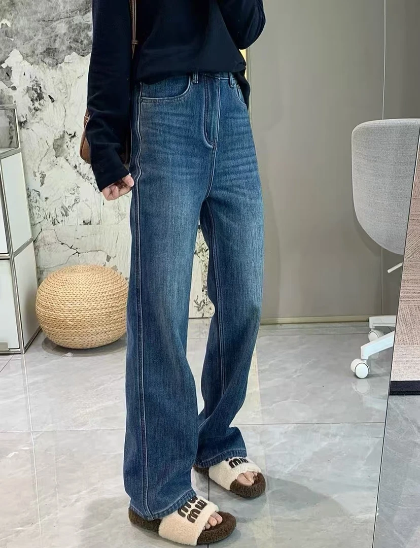 Z.X   弹力加绒牛仔直筒裤  6160（A4）