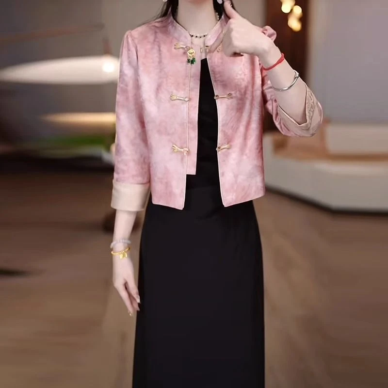 新中式套装裙女2025春季新款国风显瘦连衣裙两件套