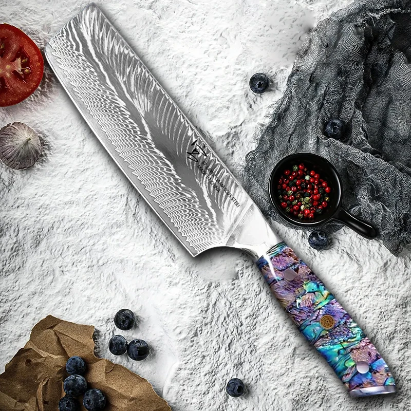 宫鲍鱼壳羽毛纹日式平头小菜切10cr15mov硬度60-62家用水果刀