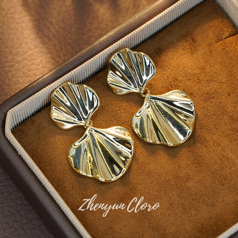 铜合金耳饰 扇形气质耳环个性冷淡风百搭高级感 FK2501