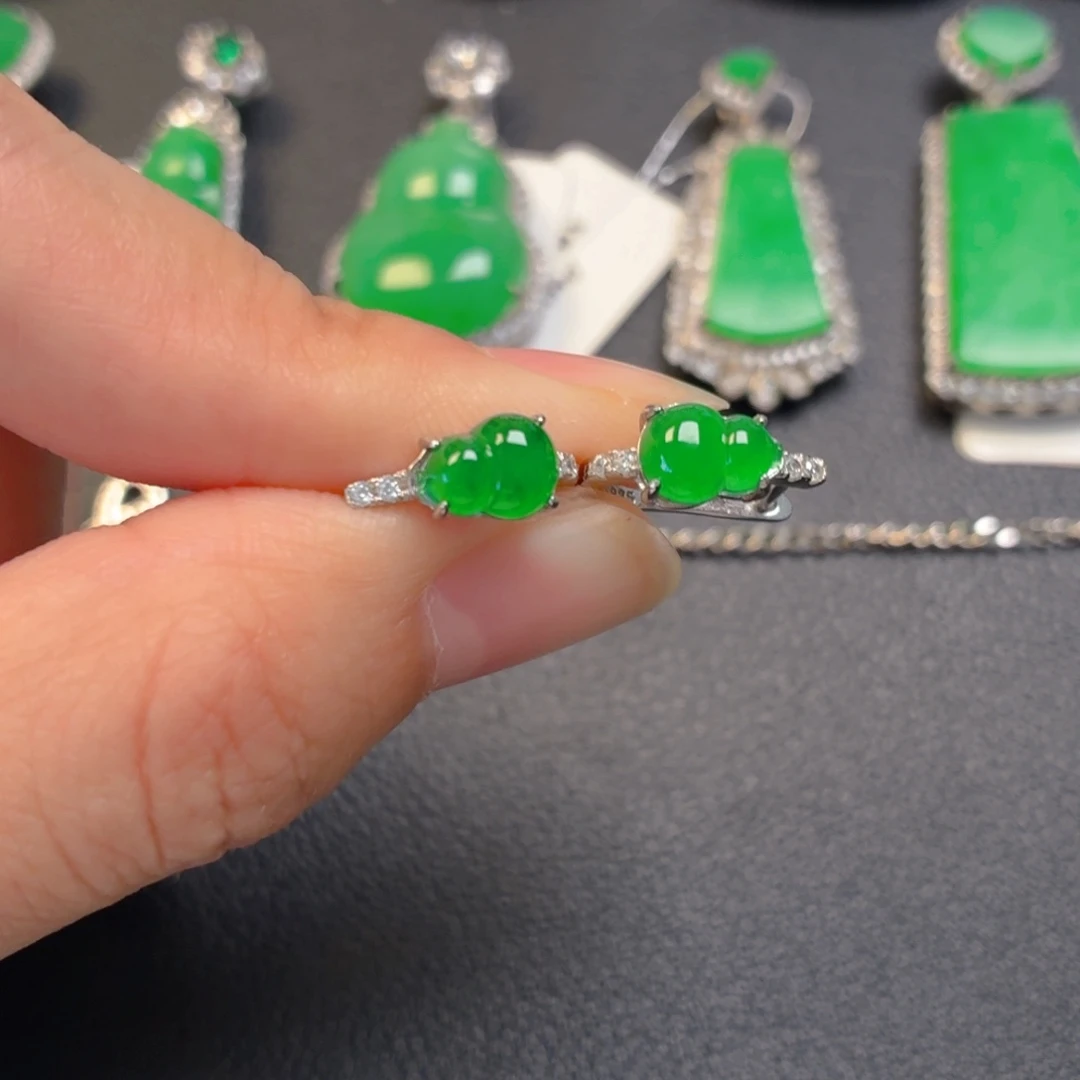 翡翠银S925镶嵌吊坠(不含链)耳包