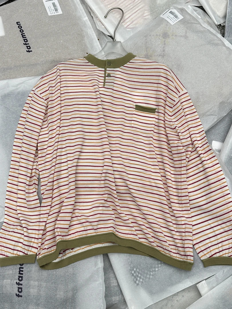 【2025秋冬新品】fafamoon设计师品牌撞色细彩条针织