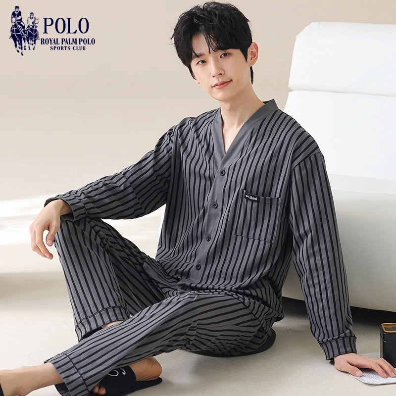 POLO CLUB保罗春秋款云朵棉睡衣男款春季长袖可外穿大码男士套装