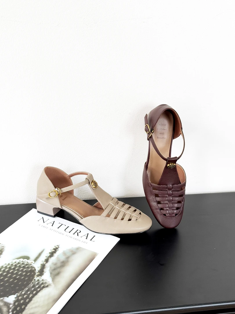 法式方头镂空气质2025新款夏季洋气百搭编织凉鞋YJR037