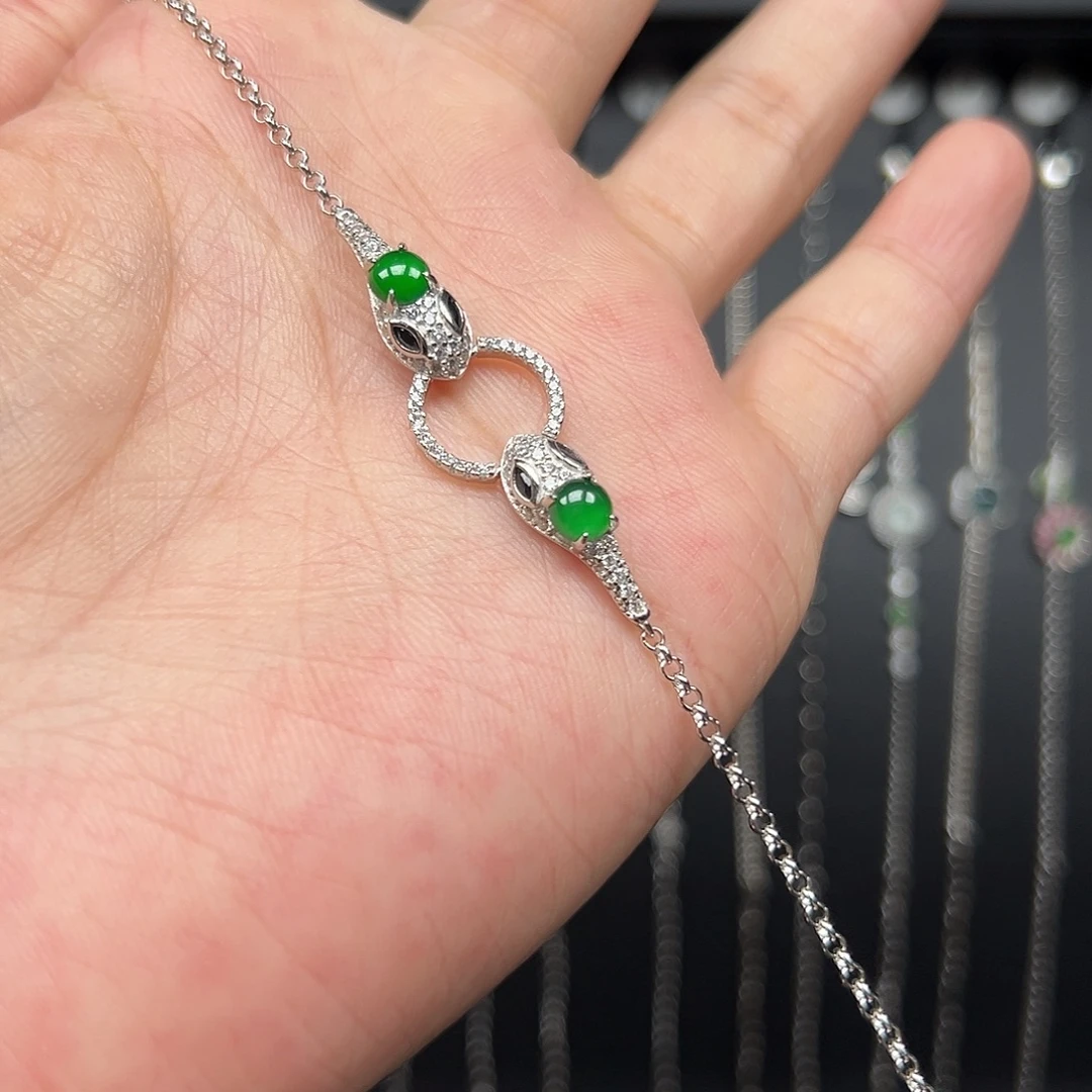 翡翠银S925镶嵌手链