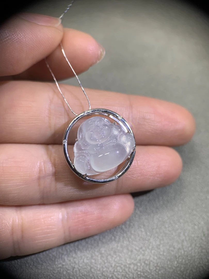 18k钻石白冰团圆开心弥勒