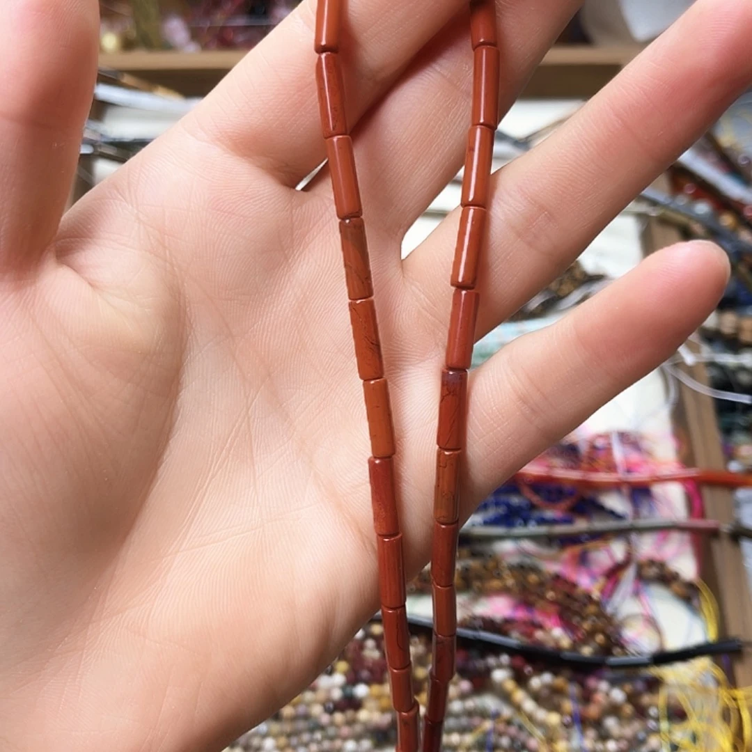 玛瑙/玉髓未镶嵌珠宝半成品卡4红石圆管一条