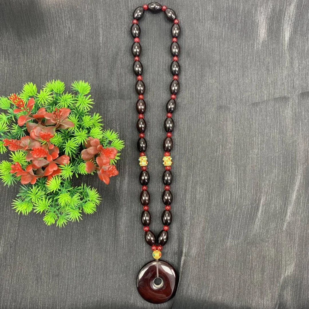 【小天总】TC14055天承妮佳血离子桶珠平安扣(多样性发其一）